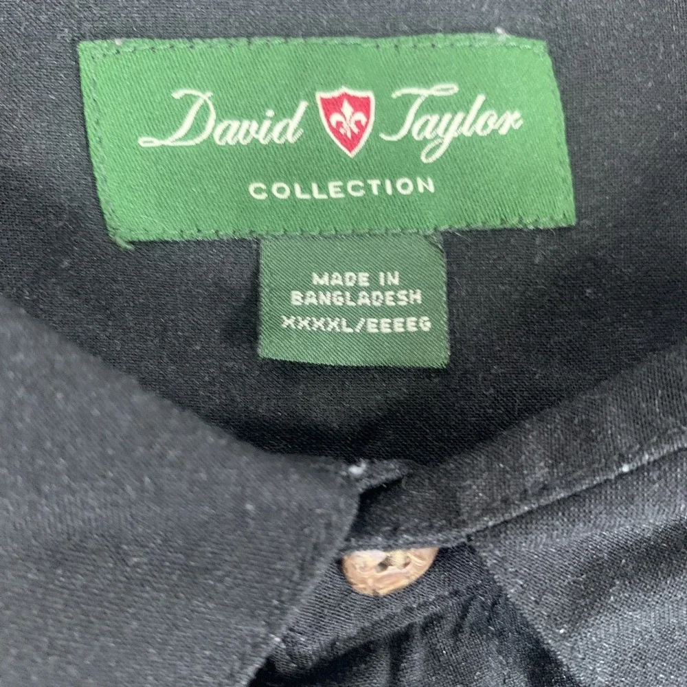 David Taylor Button Down Shirt Mens 4XL Black Brown Tropical Palm Tree Rayon